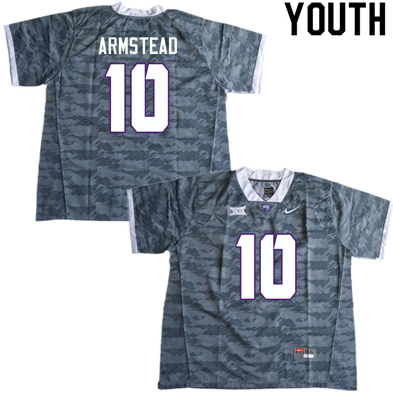 Youth #10 Da'Veawn Armstead TCU Horned Frogs College Football Jerseys Sale-Gray